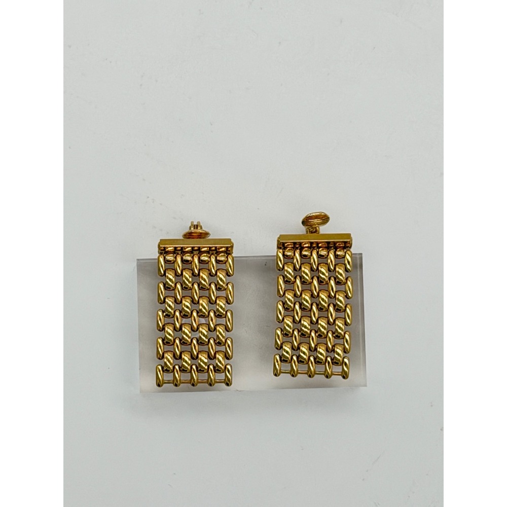 Monet Clip On Earrings Women OS Gold Excellent Vintage Triple Plated Mesh Drop